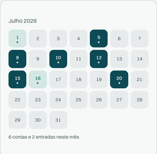 Tela Calendário
