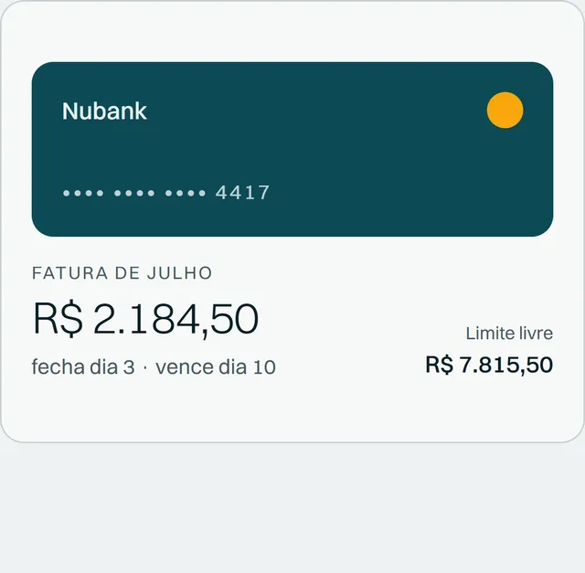 Tela Cartões